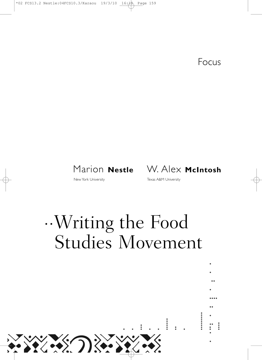 PDF Writing the Food Studies Movement