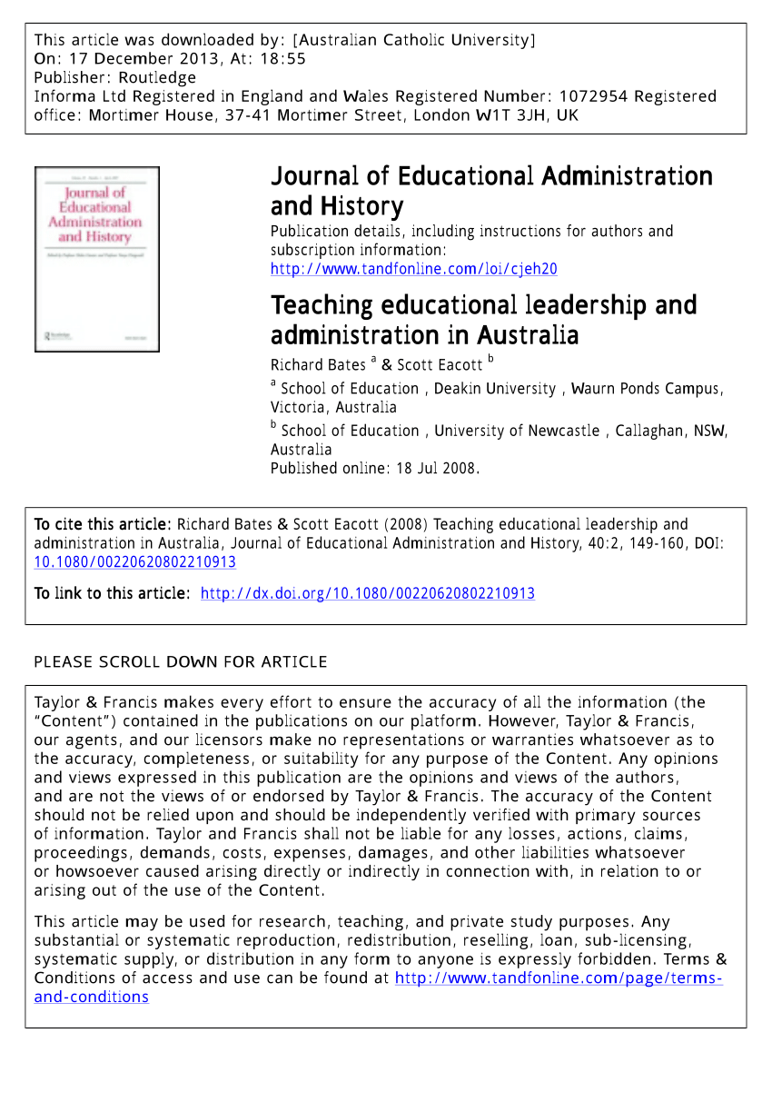 (PDF) Teaching educational leadership and administration in Australia