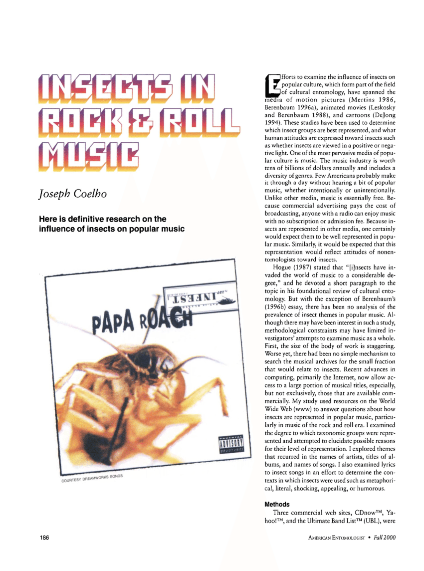 Pdf Insects In Rock Roll Music
