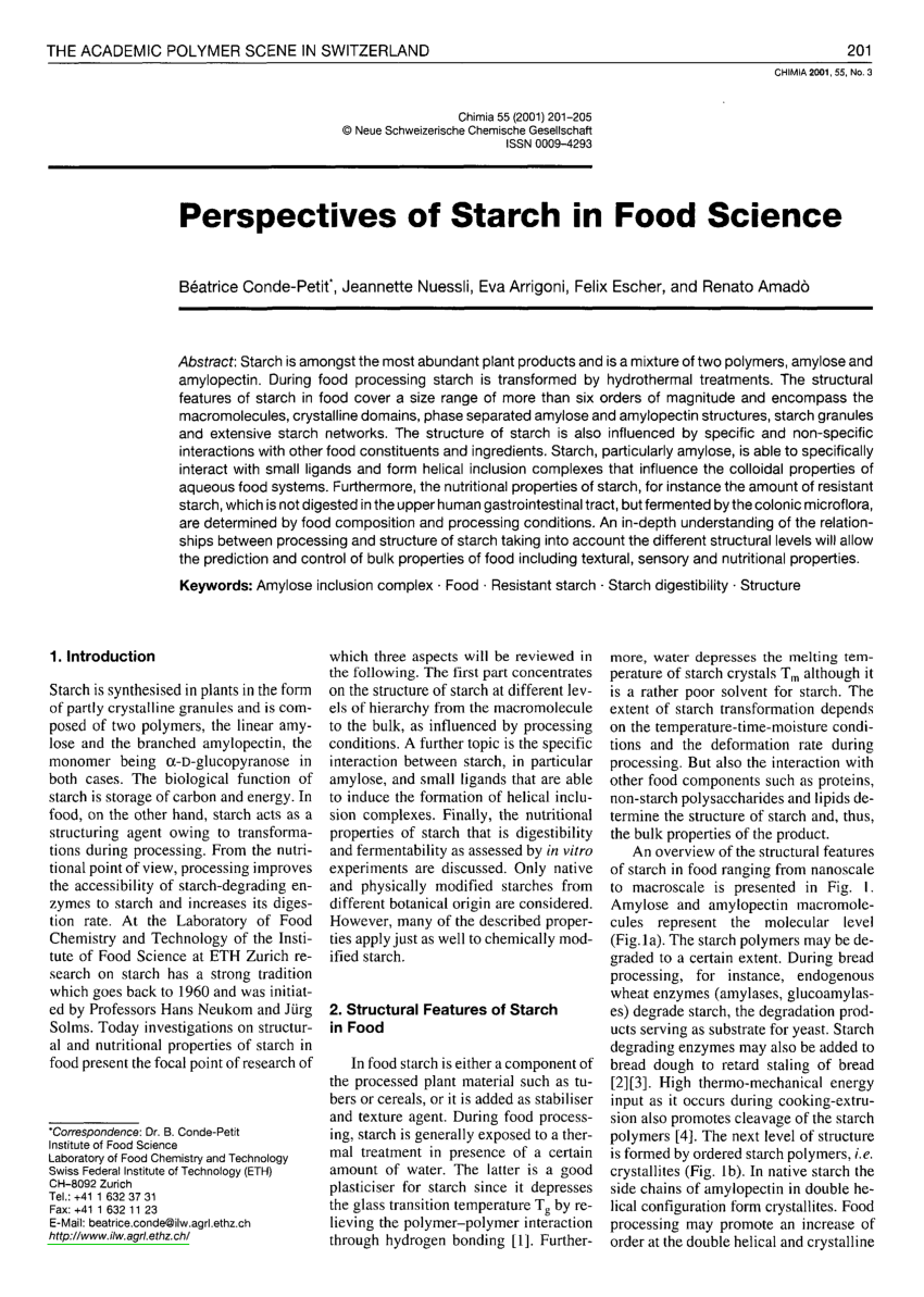 the importance of starch in baking research paper