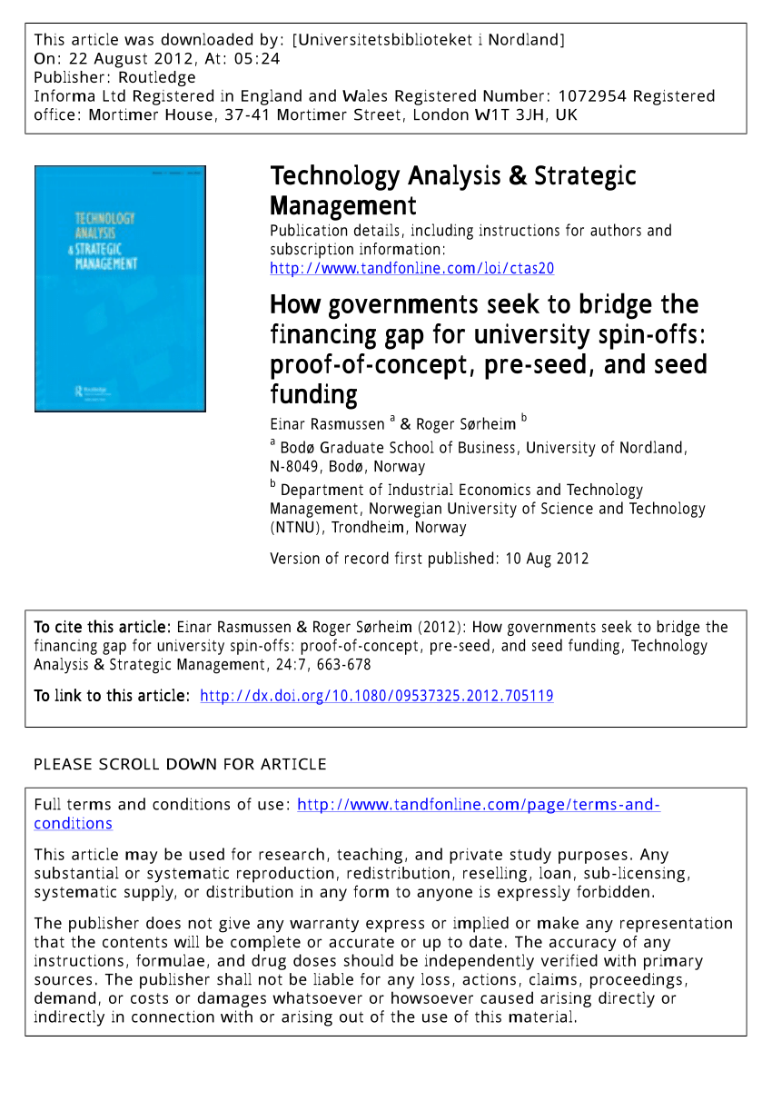 Port Maiden konkurrence PDF) How governments seek to bridge the financing gap for university  spin-offs: Proof-of-concept, pre-seed, and seed funding