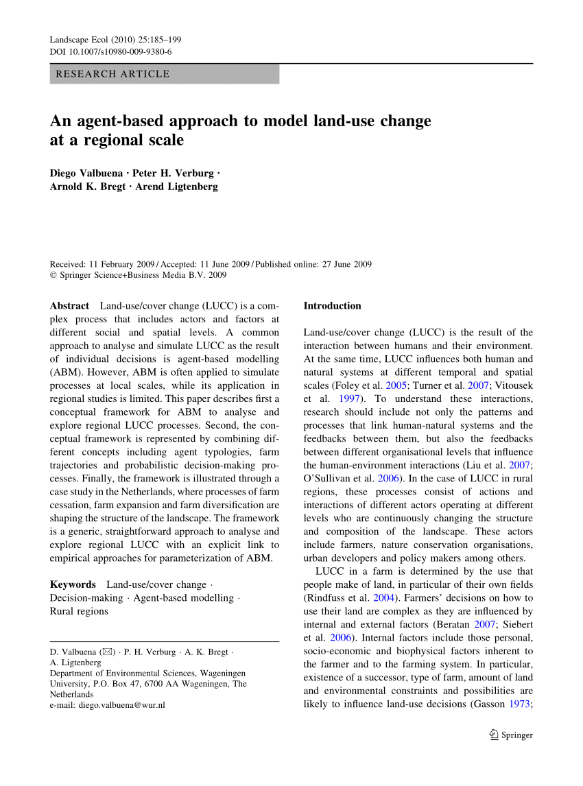 PDF) An agent-based approach to model land-use change at a