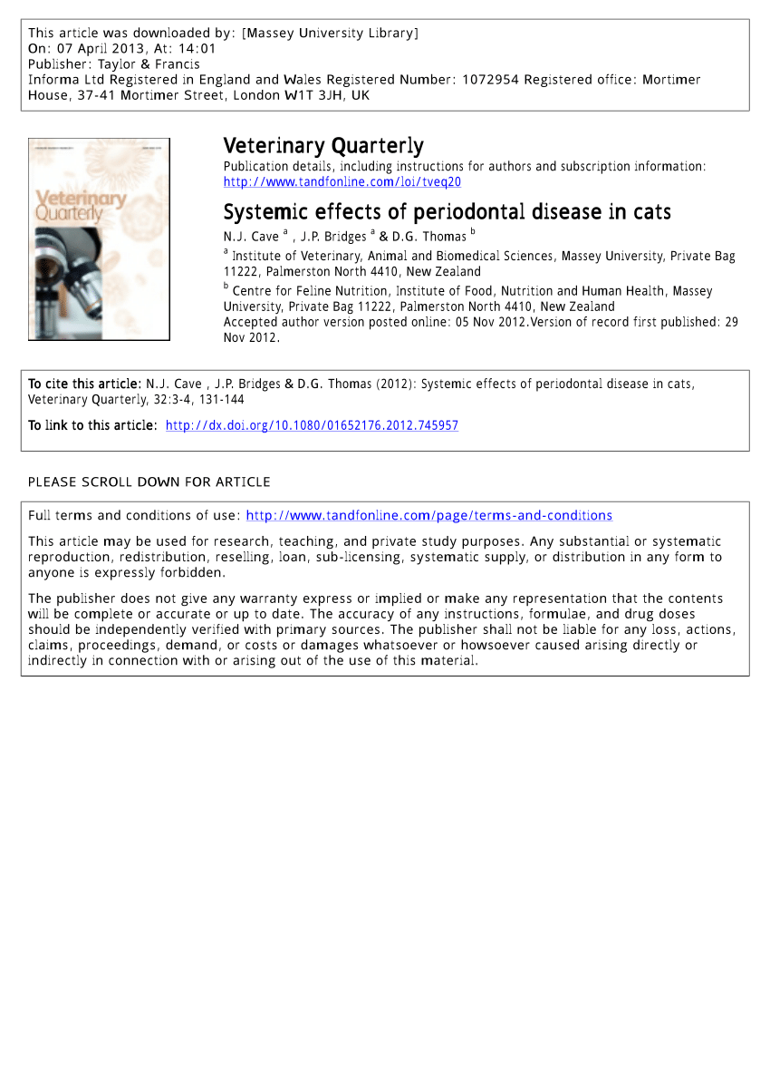 (PDF) Systemic effects of periodontal disease in cats