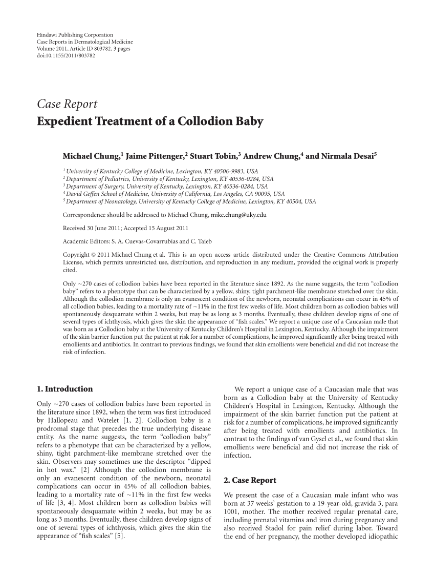 (PDF) Expedient Treatment of a Collodion Baby