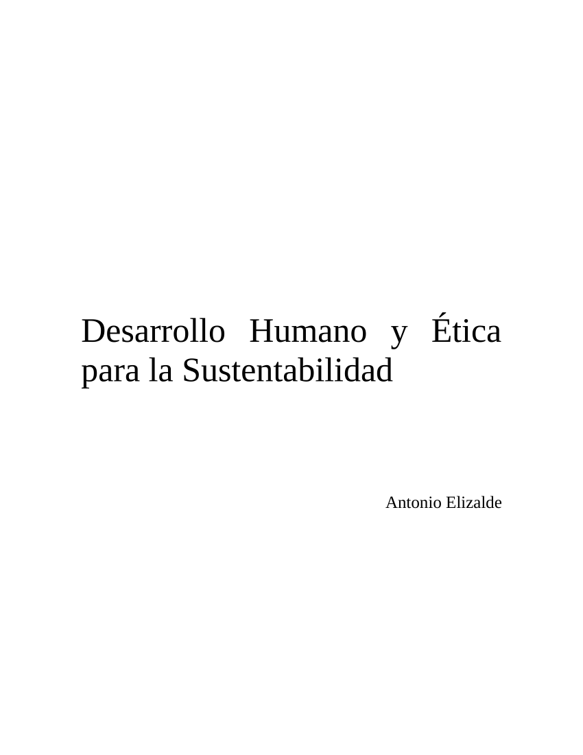 Pdf Desarrollo Humano Y Etica Para La Sustentabilidad