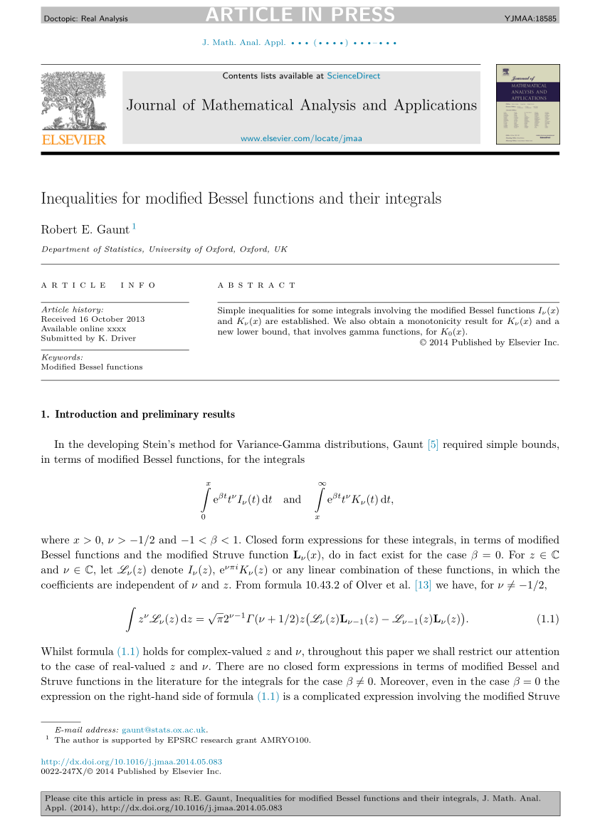 (PDF) Inequalities for modified Bessel functions and their integrals