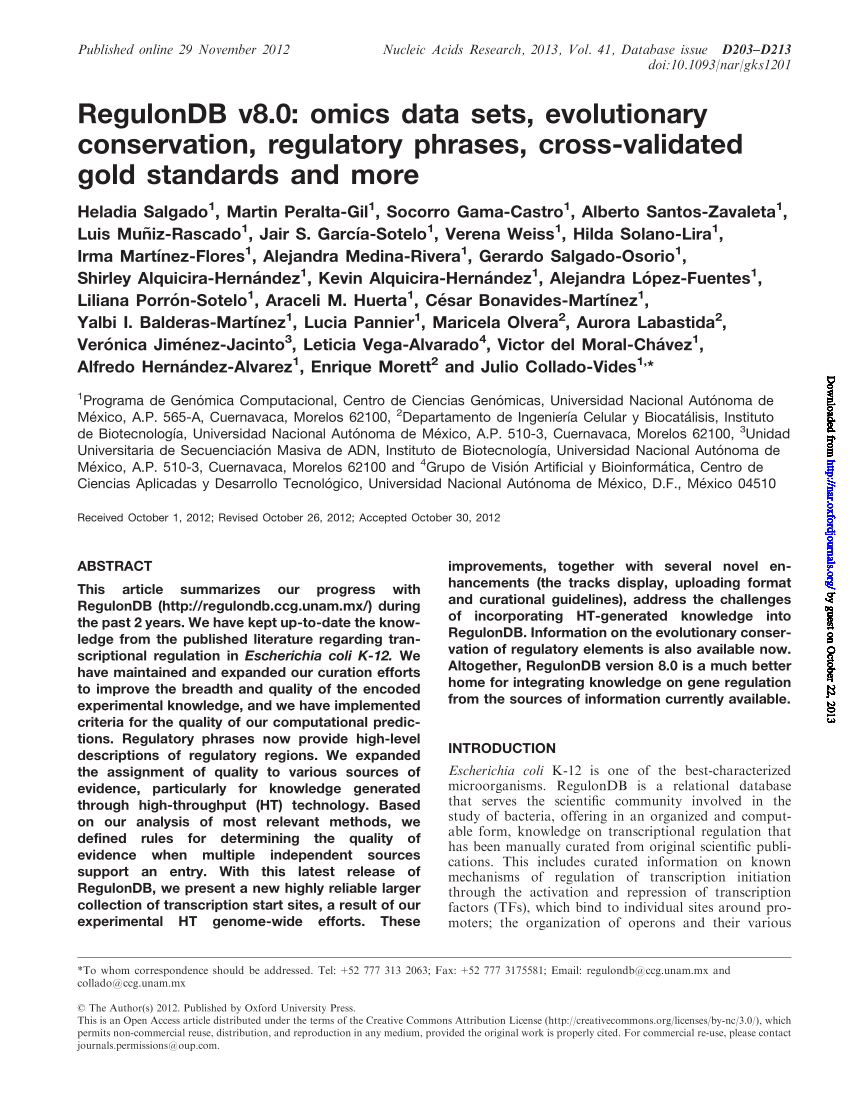 PDF) RegulonDB v8.0: Omics data sets, evolutionary conservation ...