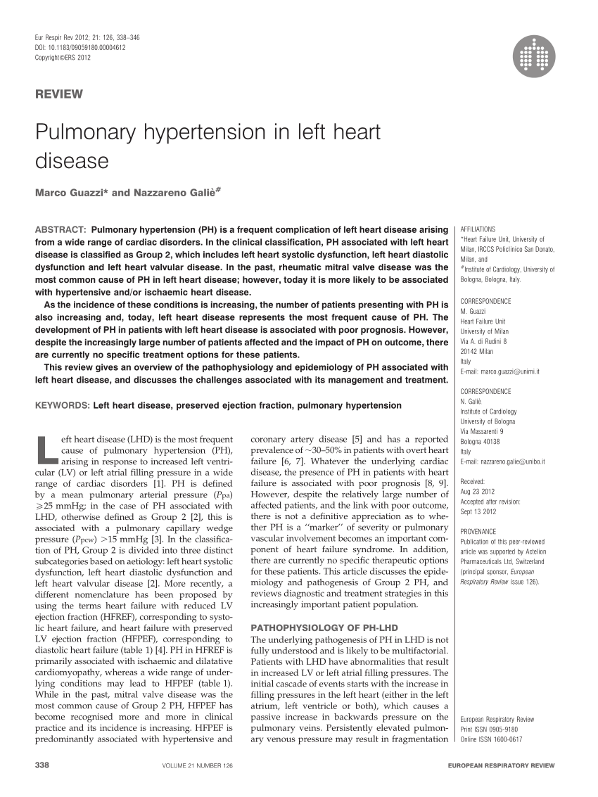 literature review pulmonary hypertension