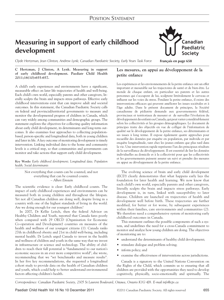 Pdf Measuring In Support Of Early Childhood Development