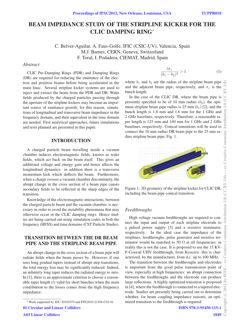 (PDF) Beam Impedance Study of the Stripline Kicker for the CLIC Damping