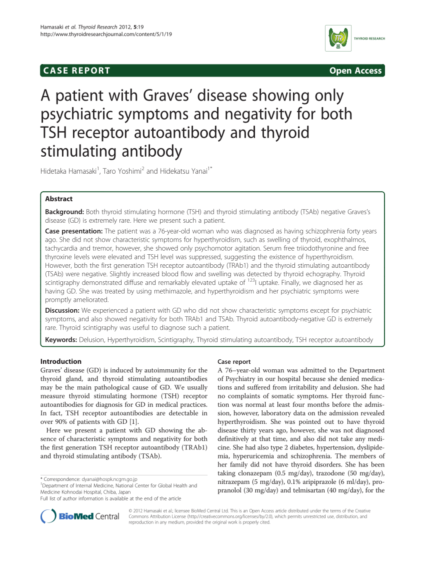 (PDF) A patient with Graves’ disease showing only psychiatric symptoms
