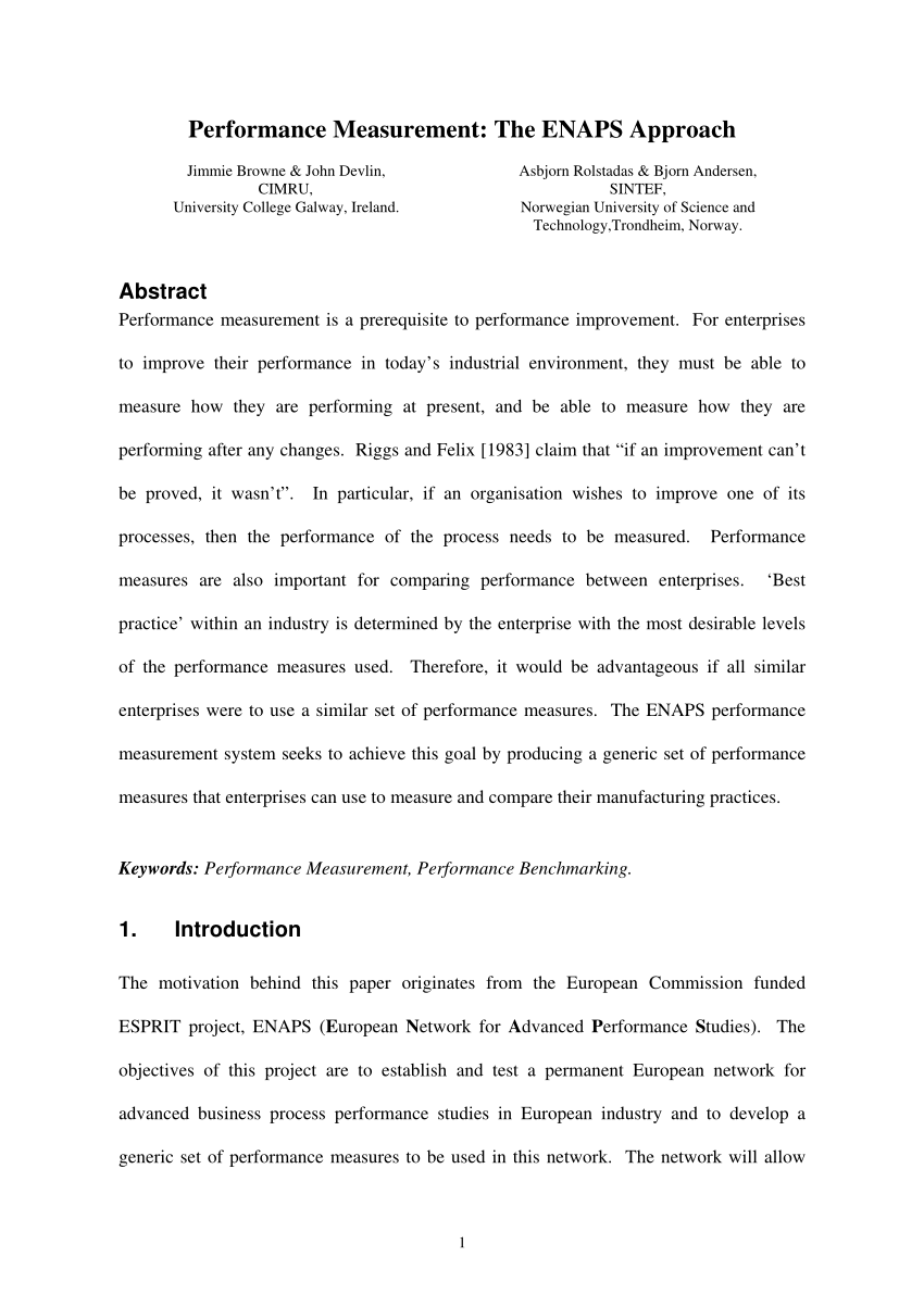 Pdf Performance Measurement The Enaps Approach - 