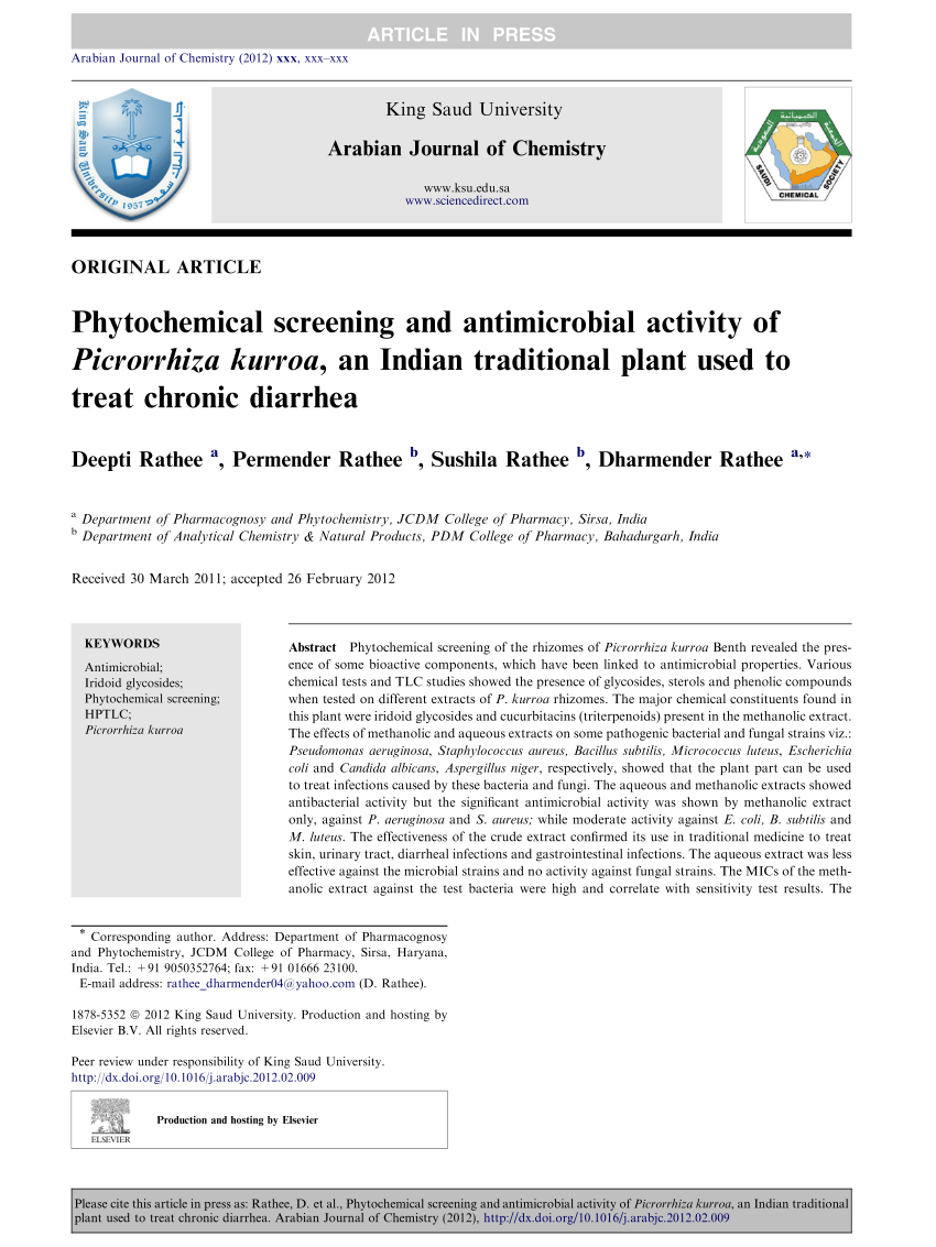(PDF) Phytochemical screening and antimicrobial activity ...