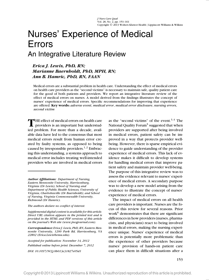 literature review on medical errors