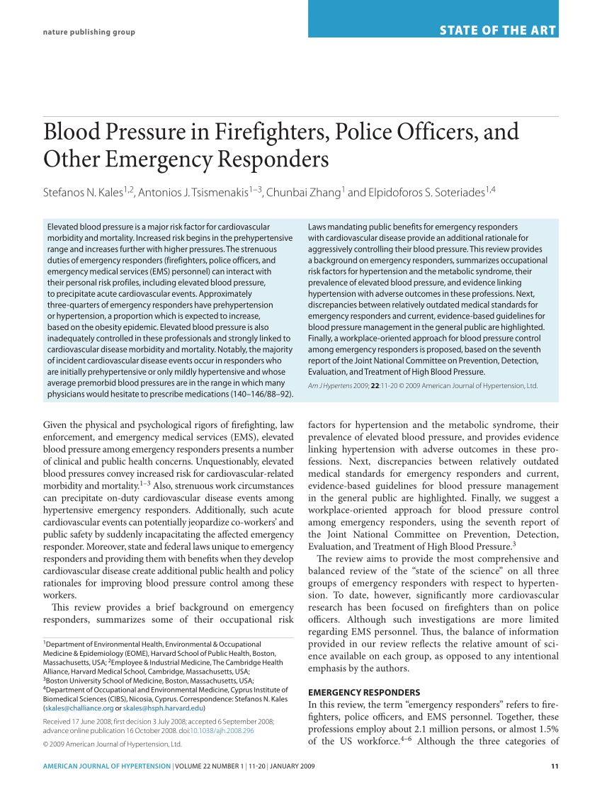 PDF) Hypertension in the United States Fire Service