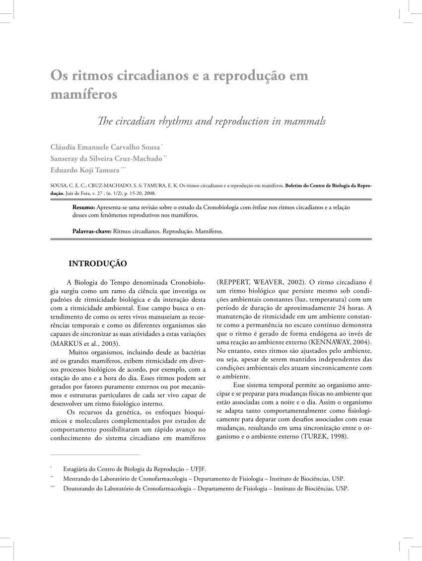 (PDF) The circadian rhythms and reproduction in mammals