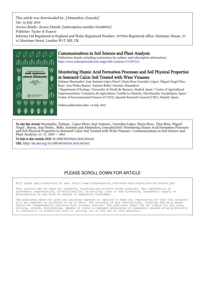 (PDF) Monitoring Humic Acid Formation Processes and Soil ...