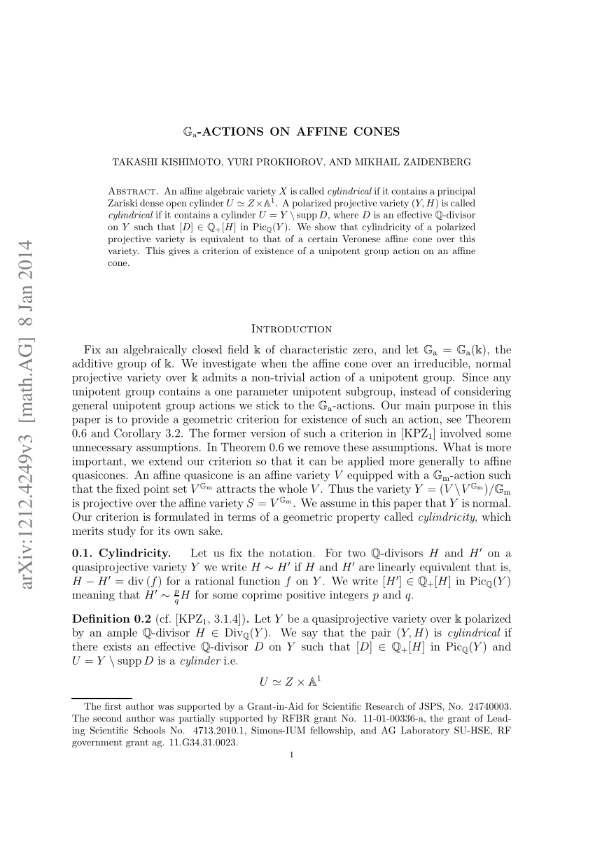 Pdf Ga Actions On Affine Cones