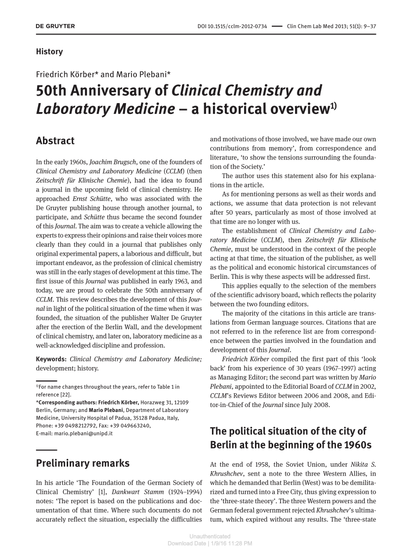 PDF 12th Anniversary of Clinical Chemistry and Laboratory ...