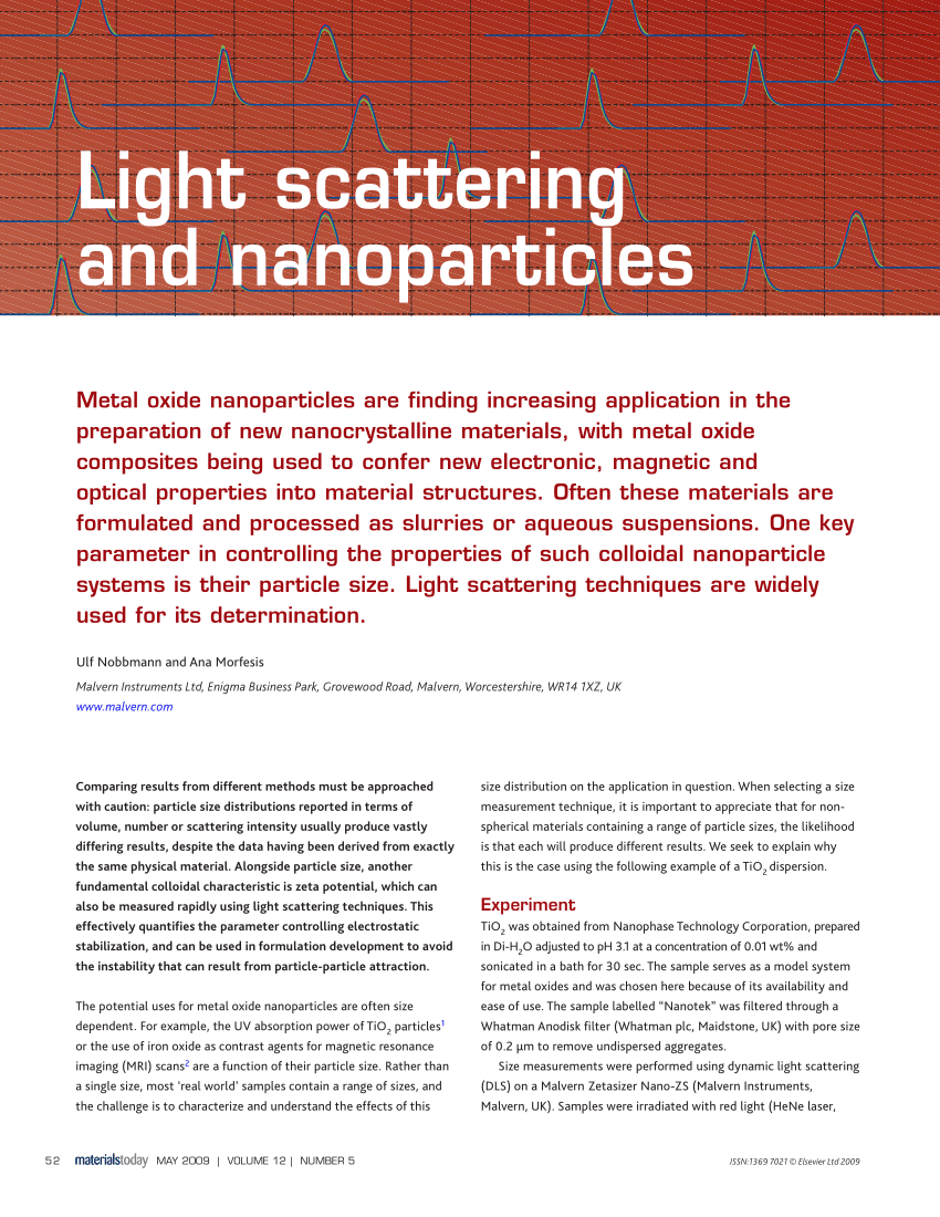 dynamic light scattering nanoparticles