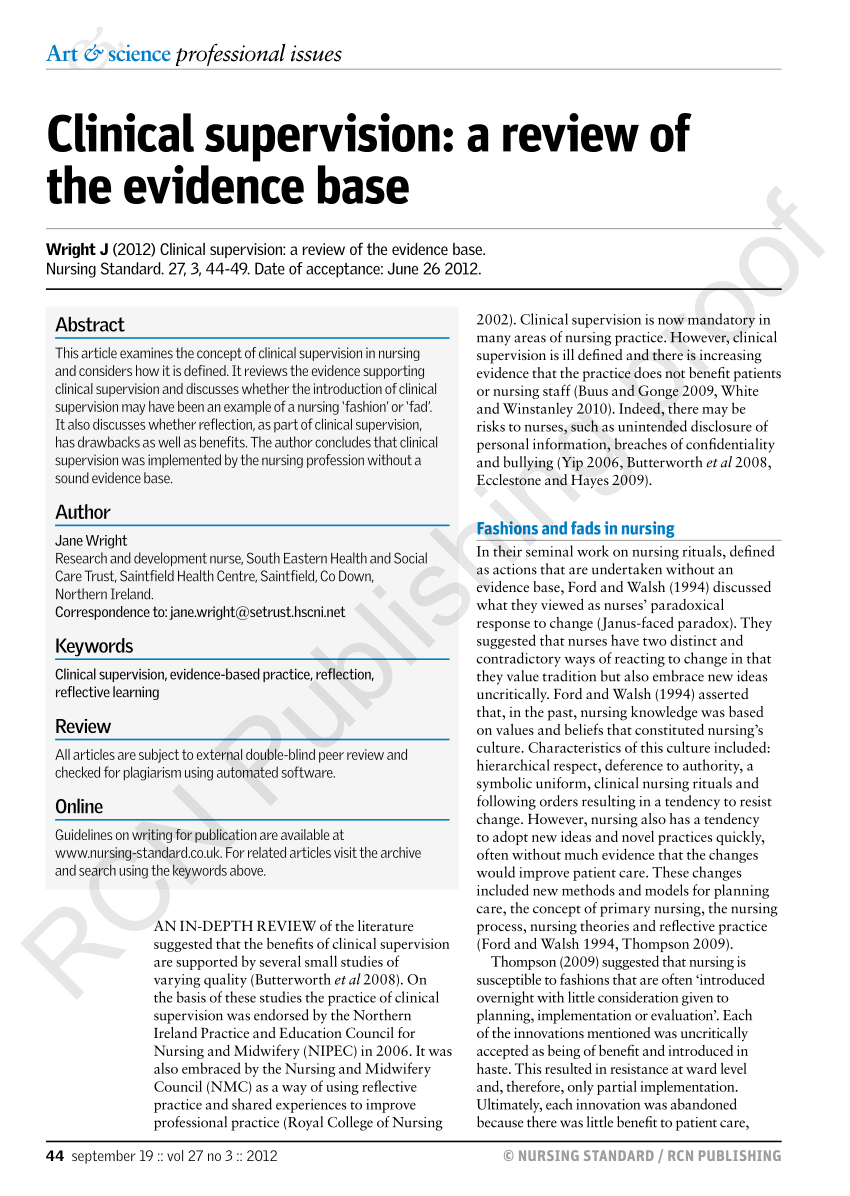 PDF) Clinical supervision: a review of the evidence base