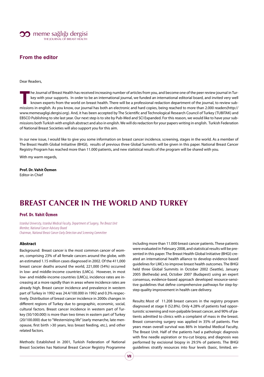 pdf breast cancer in the world and turkey