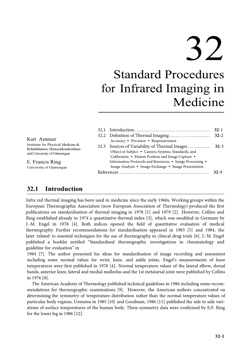 Pdf Standard Procedures For Infrared Imaging In Medicine