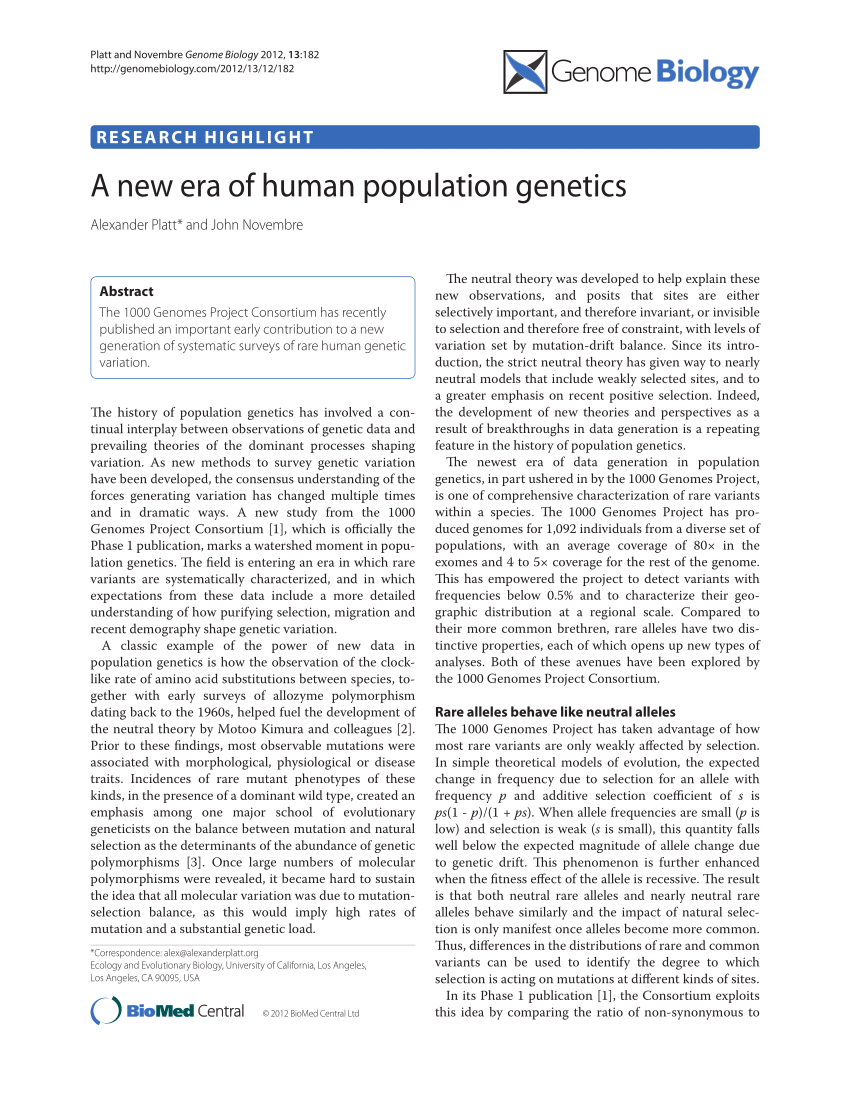 population genetics research paper