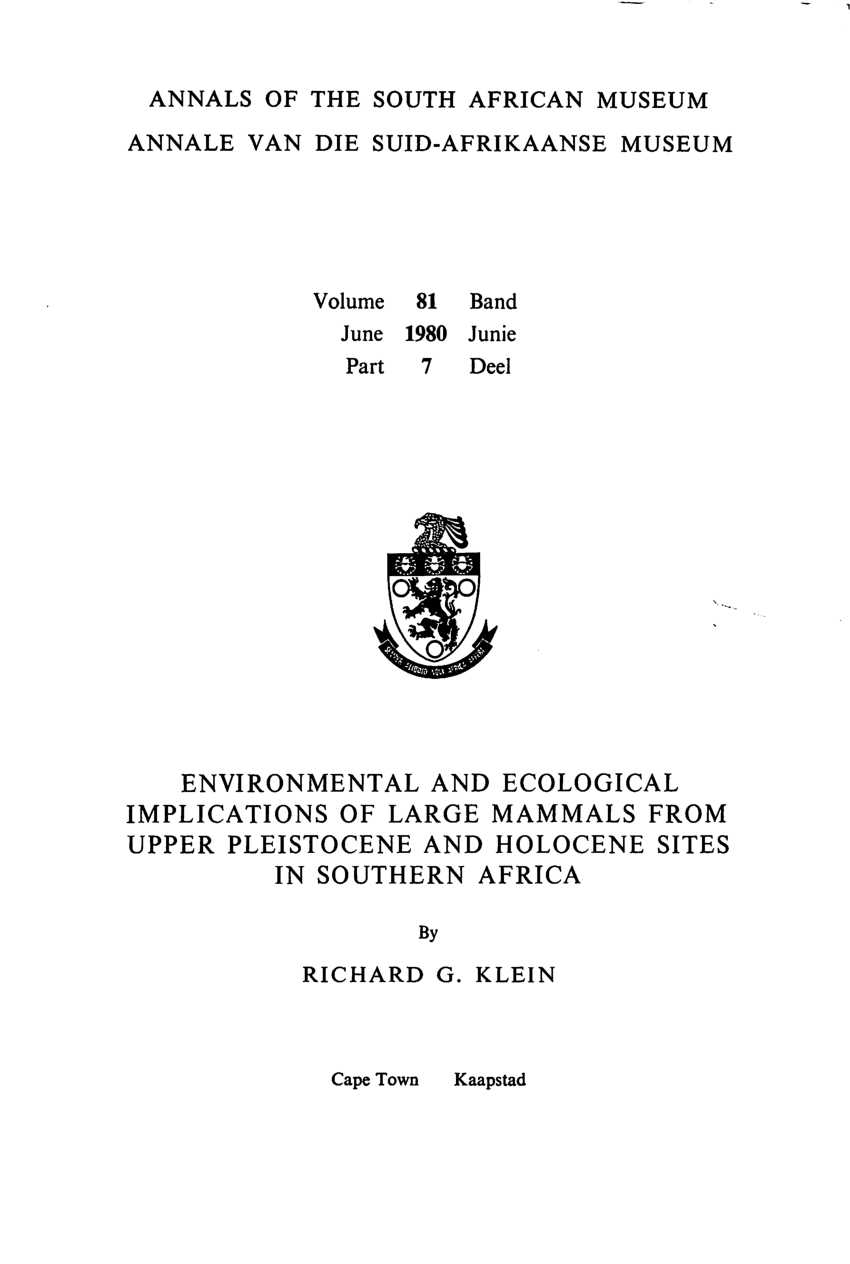 (PDF) Environmental and ecological implications of large mammals from