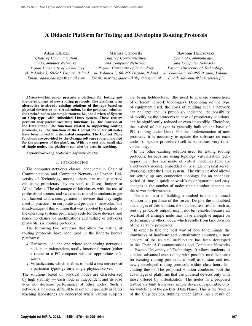 Pdf A Didactic Platform For Testing And Developing Routing