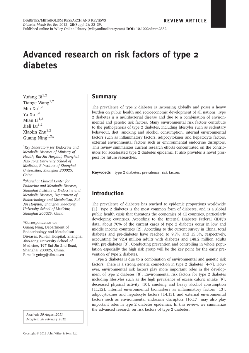 diabetes type 2 research project)