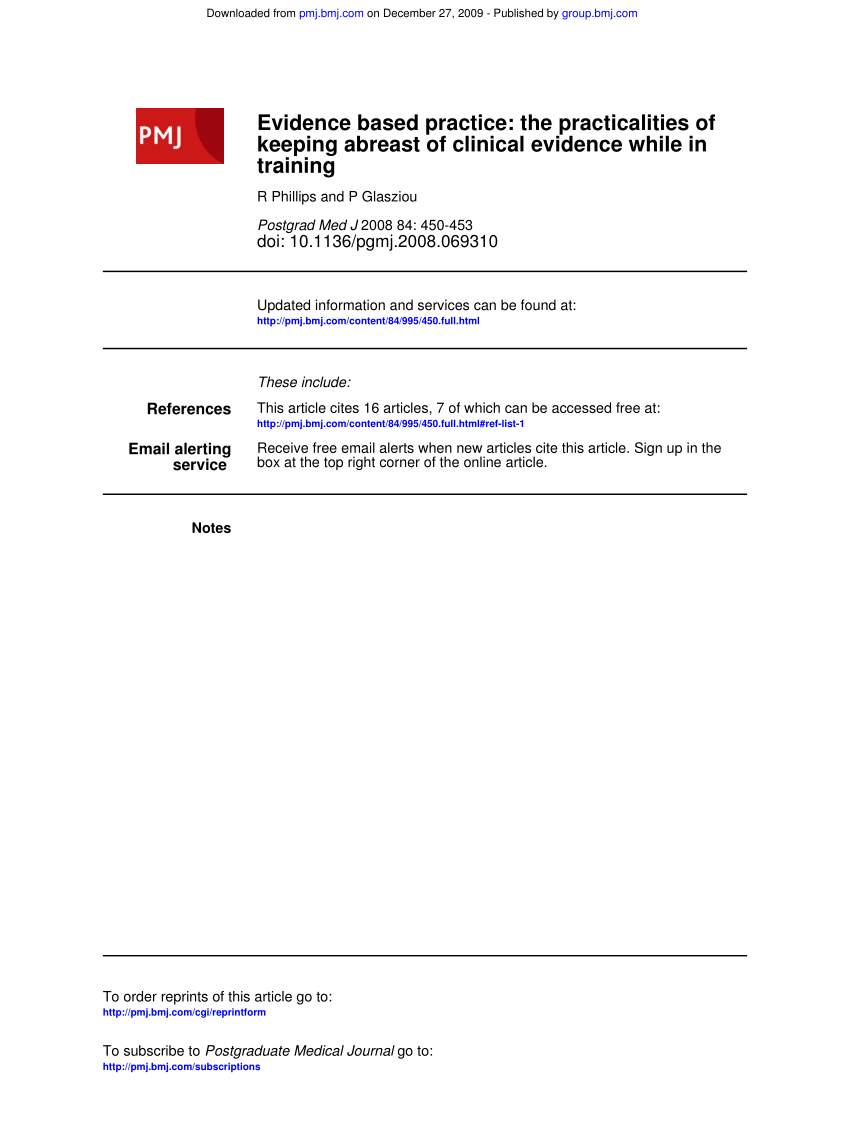 Pdf Evidence Based Practice The Practicalities Of Keeping Abreast Of Clinical Evidence While In Training