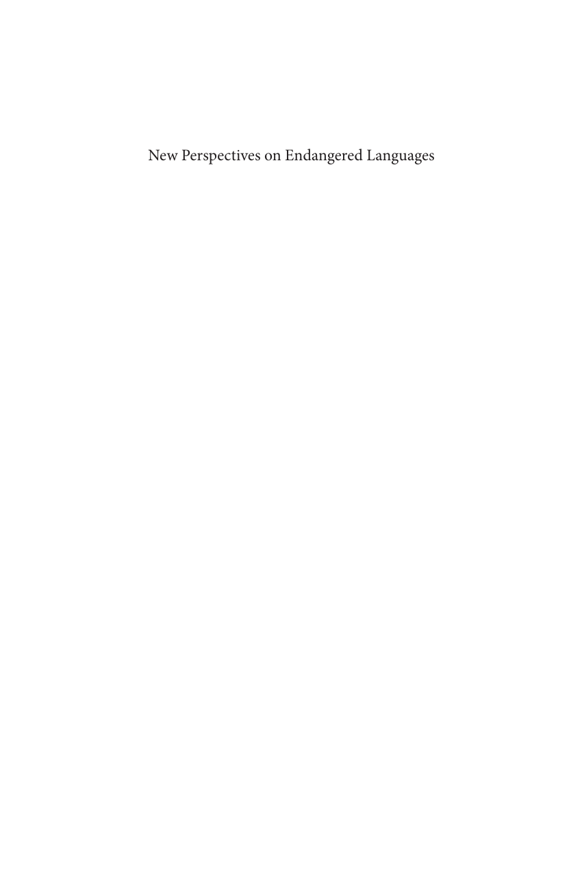 Pdf New Perspectives On Endangered Languages