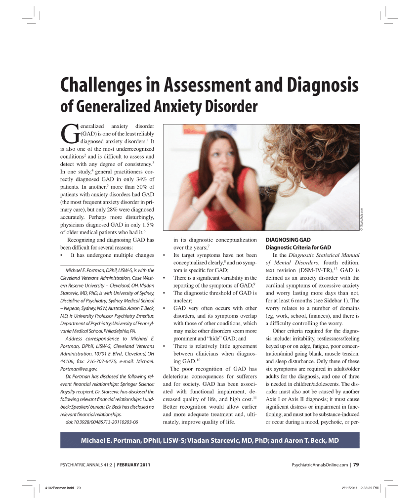 PDF) Challenges in Assessment and Diagnosis of Generalized Anxiety ...