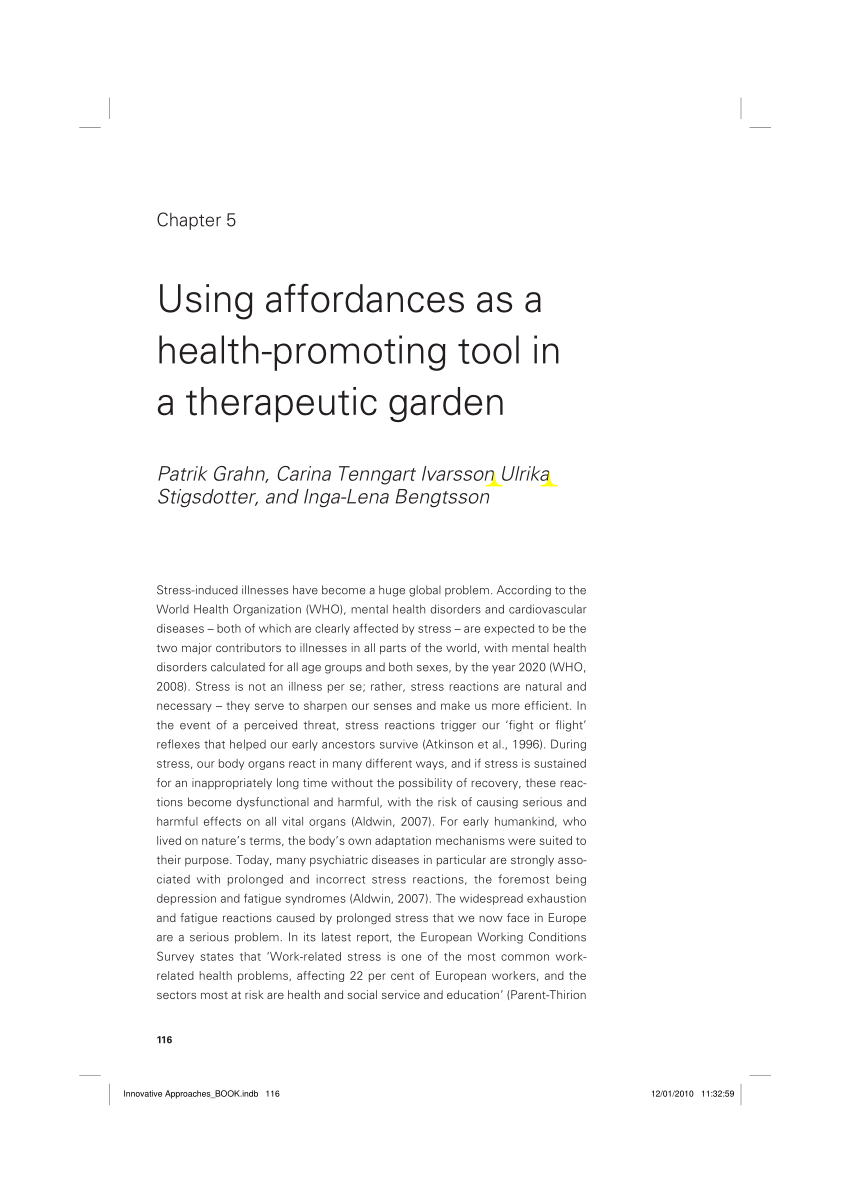 Pdf Using Affordances As A Health Promoting Tool In A Therapeutic