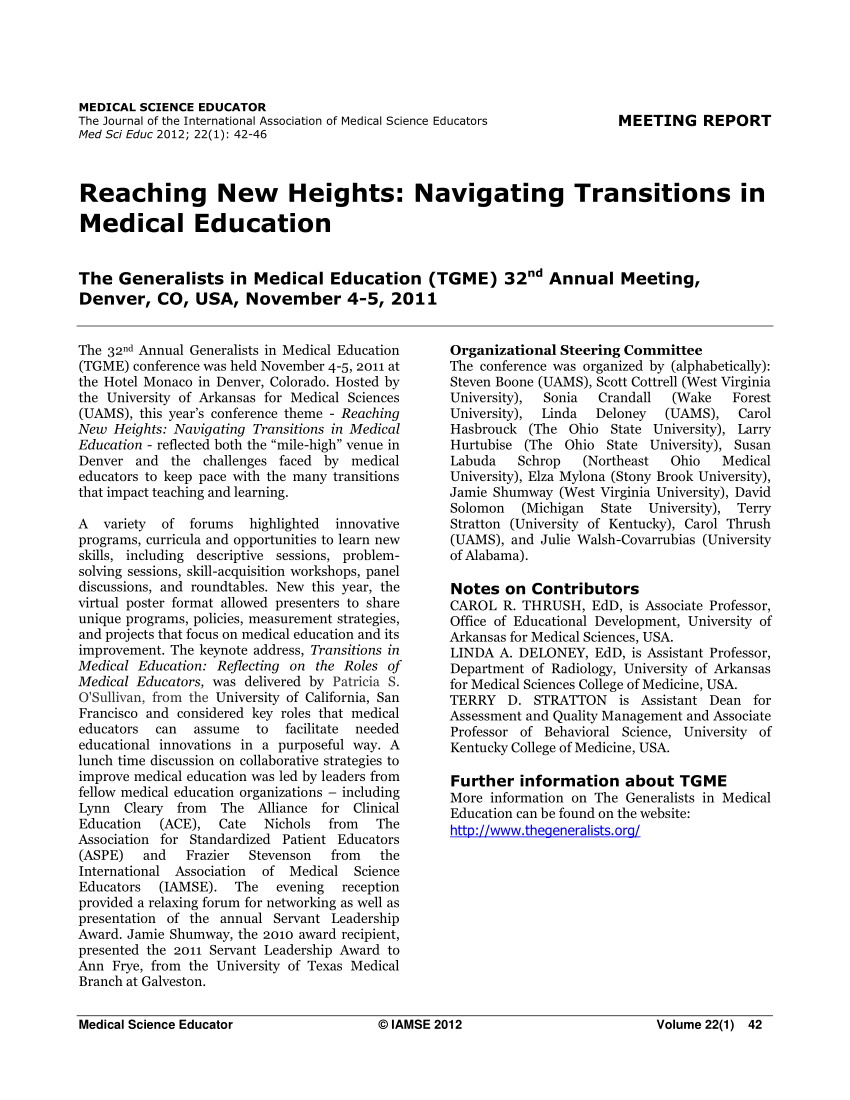PDF) Reaching New Heights: Navigating Transitions in Medical ...