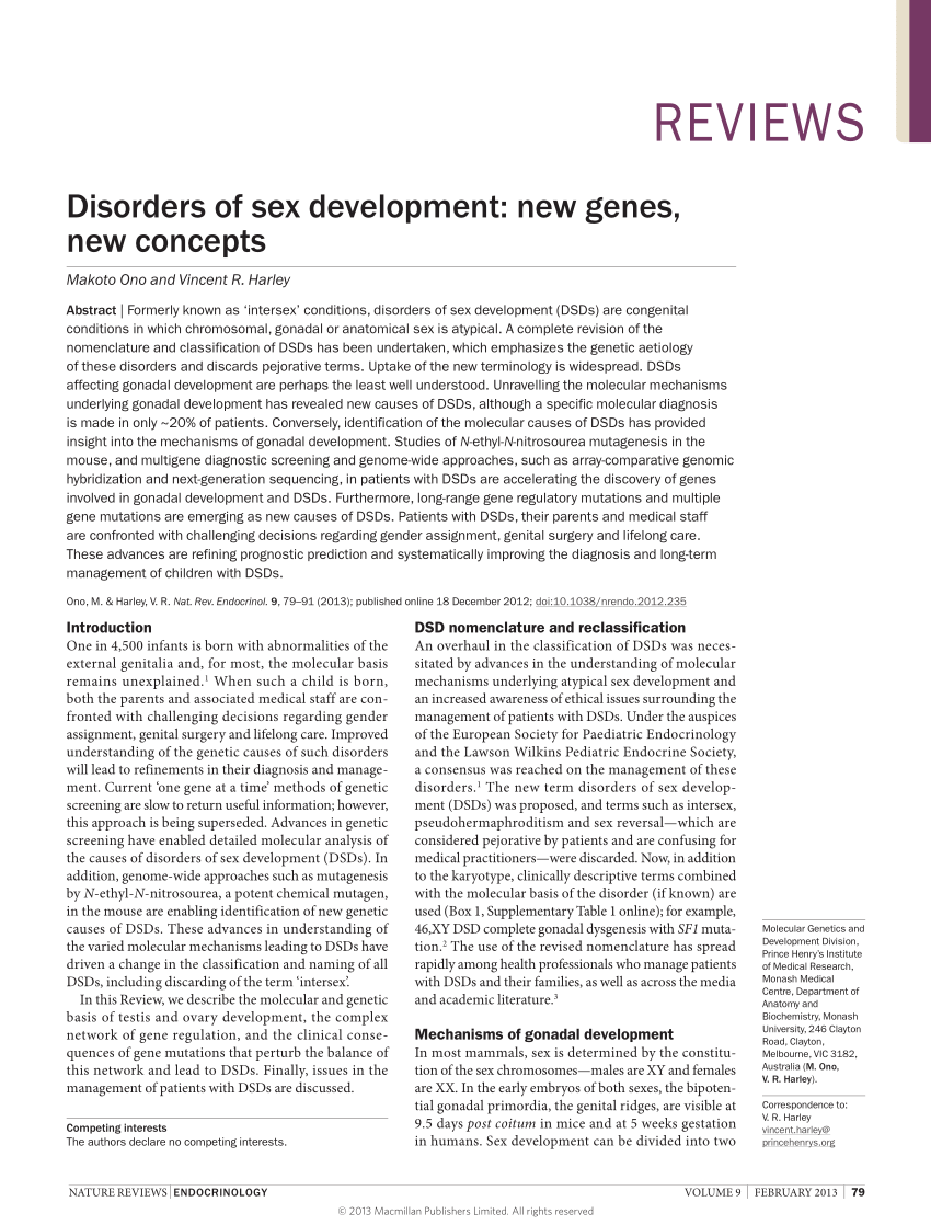 Pdf Disorders Of Sex Development New Genes New Concepts