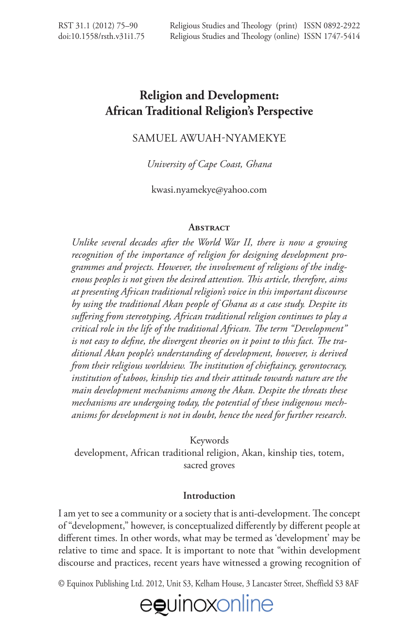 african religion research paper