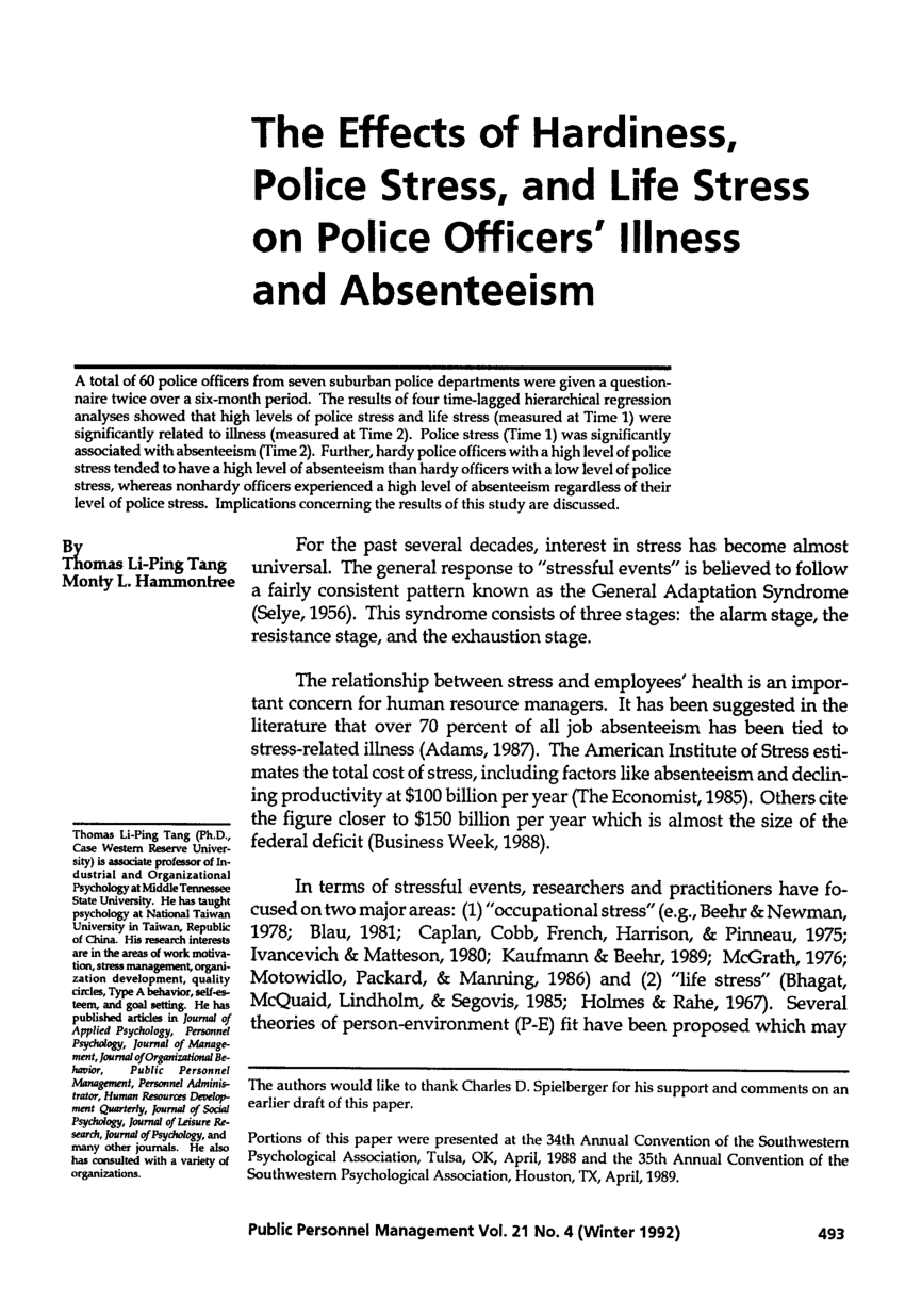 police stress research paper