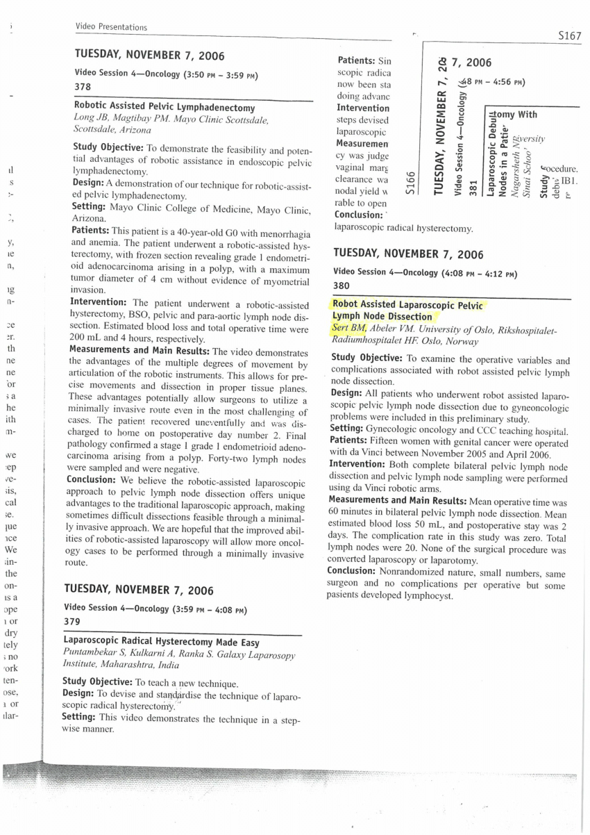 Pdf Robot Assisted Laparoscopic Pelvic Lymph Node Dissection