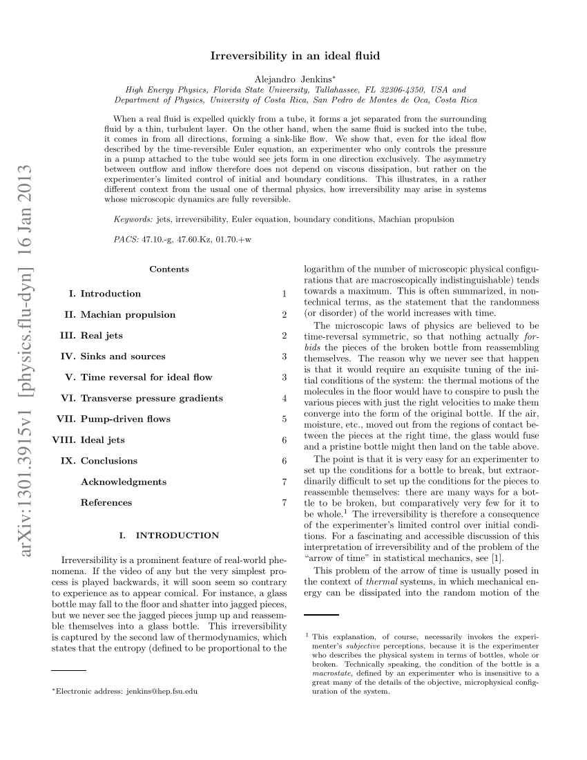 PDF) Irreversibility in an ideal fluid