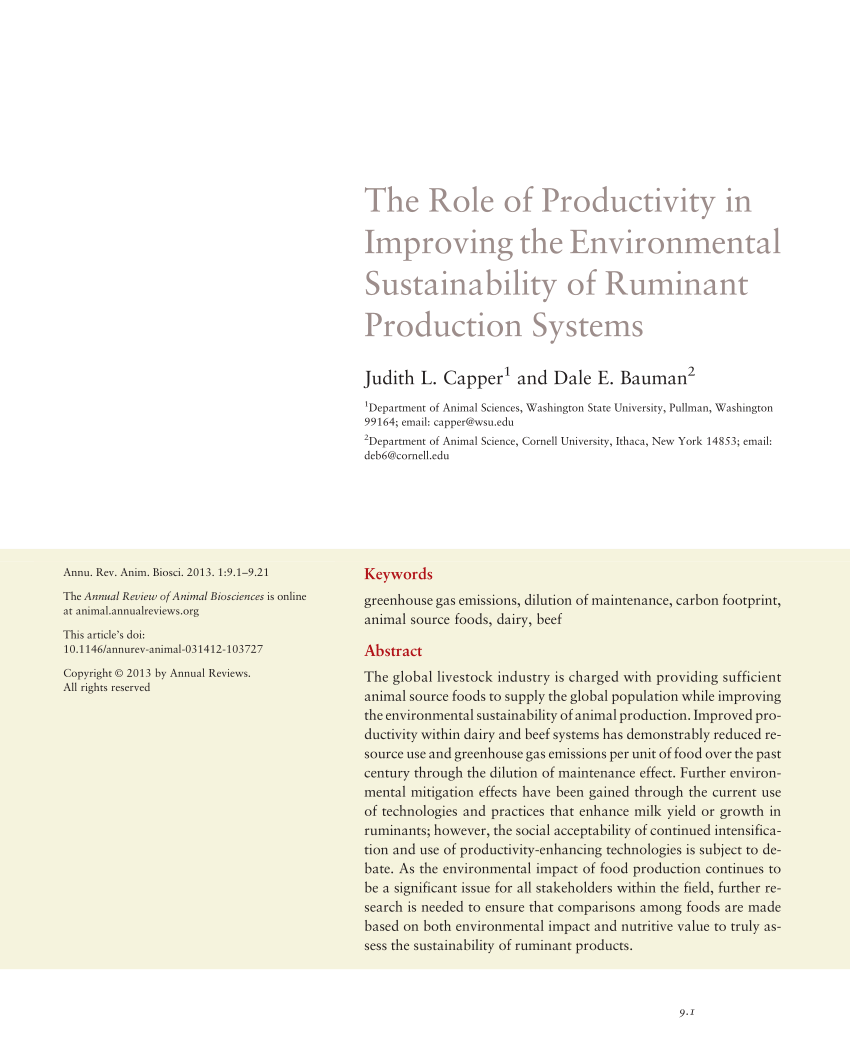 PDF) The Role of Productivity in Improving the Environmental Sustainability  of Ruminant Production Systems