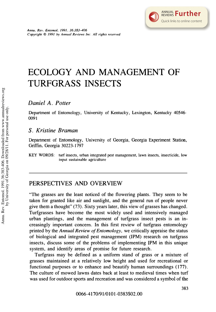 (PDF) Ecology and Management of Turfgrass Insects