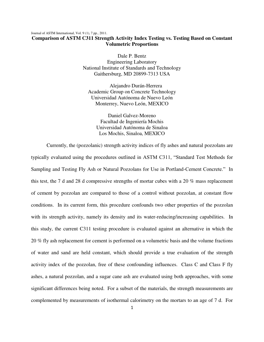 PDF) Comparison of ASTM C311 Strength Activity Index Testing vs