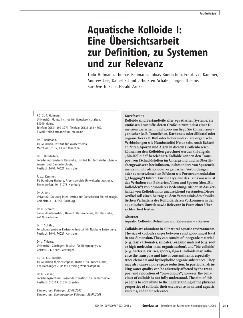 Eigenschaften von Kolloiden