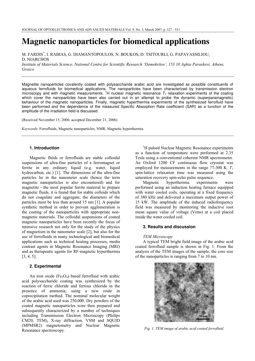 research paper on magnetic nanoparticles