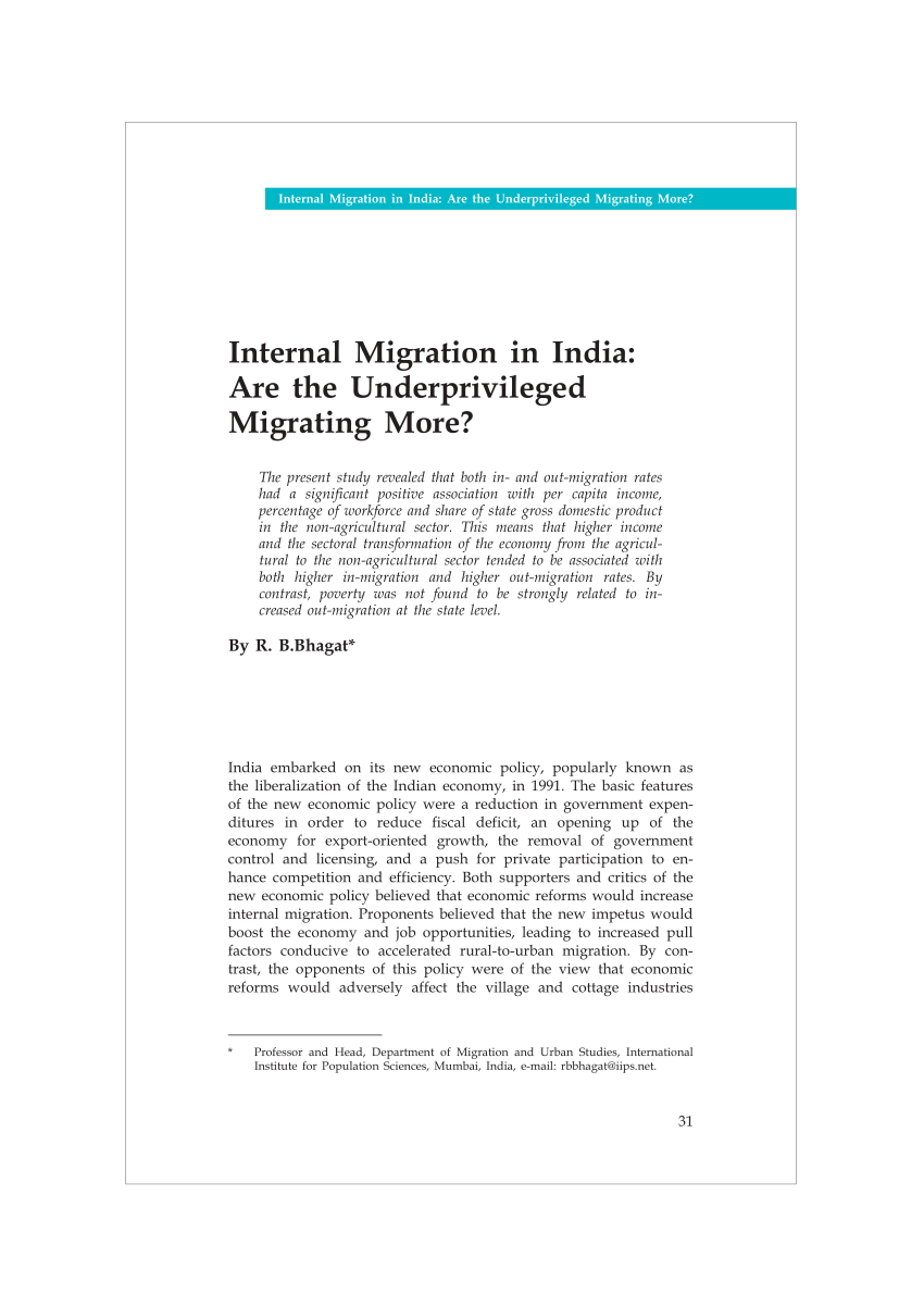 research paper on migration in india