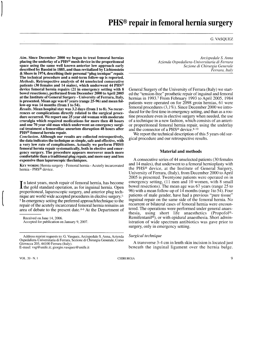 Open femoral hernia repair: one skin incision for all, World Journal of  Emergency Surgery