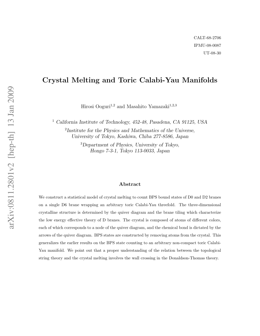 PDF Crystal Melting and Toric Calabi Yau Manifolds