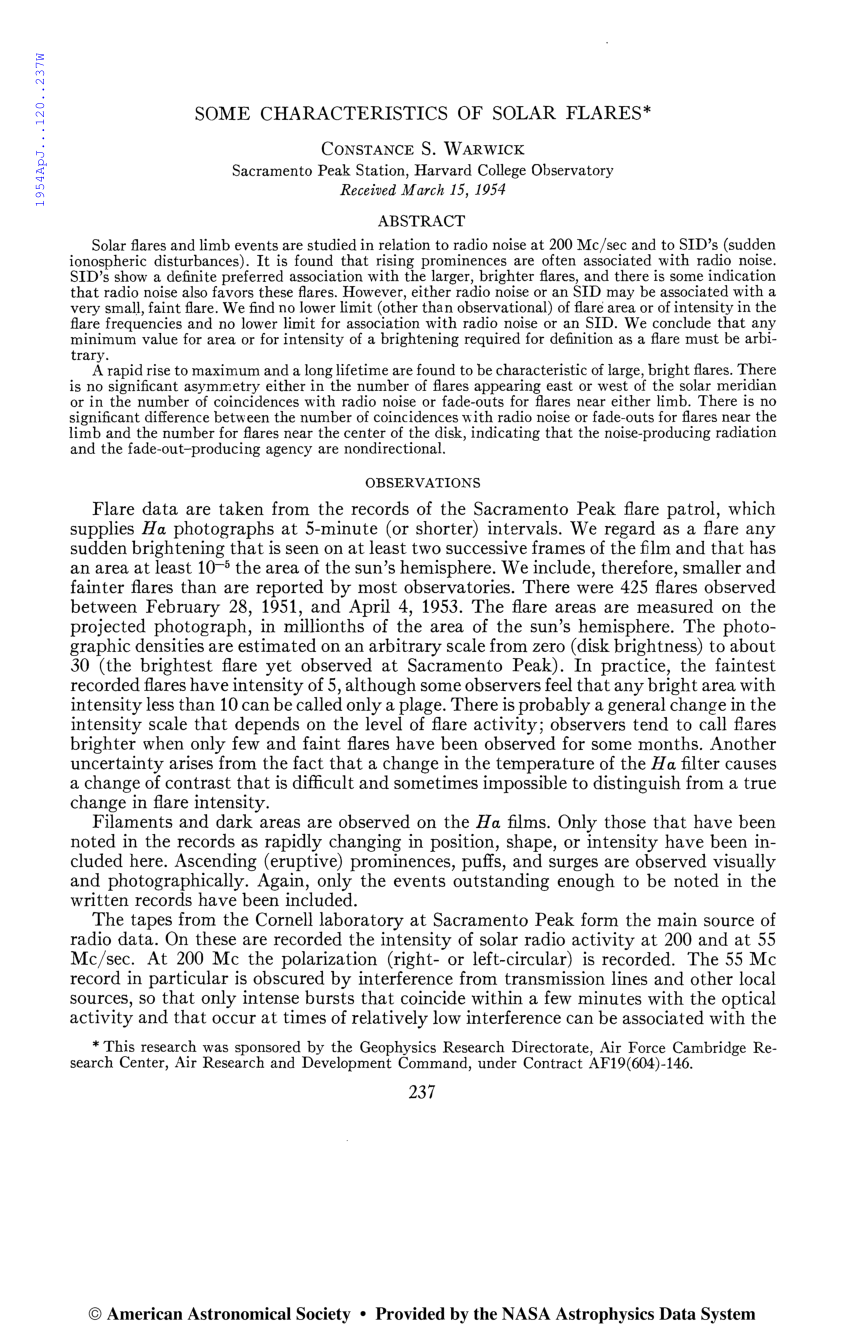 Pdf Some Characteristics Of Solar Flares